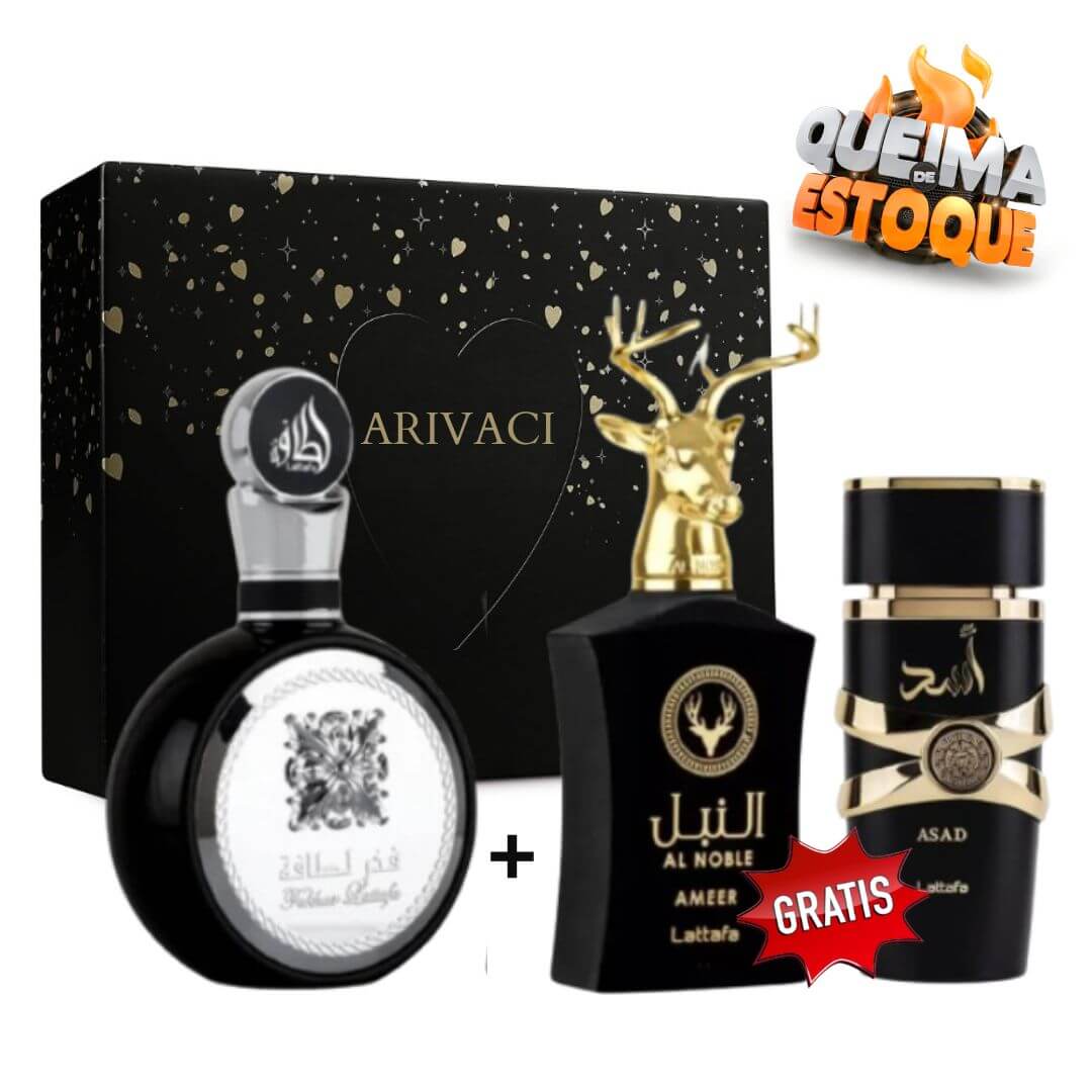 NA COMPRA DE 1 LEVE + 2 PERFUMES ÁRABES GRÁTIS - Lattafa Fakhar, AL Noble Ameer e Assad Lattafa - Queima de Estoque - 100ml cada