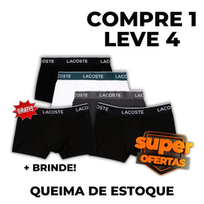 [PROMOÇÃO COMPRE 1 LEVE 4] - Cuecas Boxer Lala Algodão Pima™  3.0 - Super Confortável + Brinde Exclusivo! 🎁