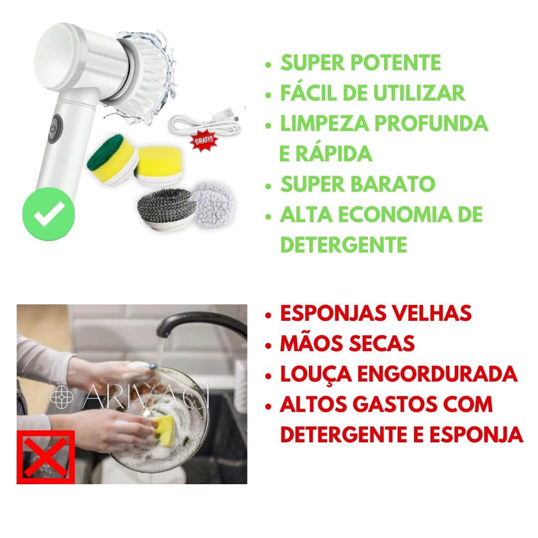 [PROMOÇÃO COMPRE 1 E LEVE 5] Kit Completo Escova Elétrica de Limpeza™ 3.0 - Multiuso Super Potente + Carregador USB Grátis!