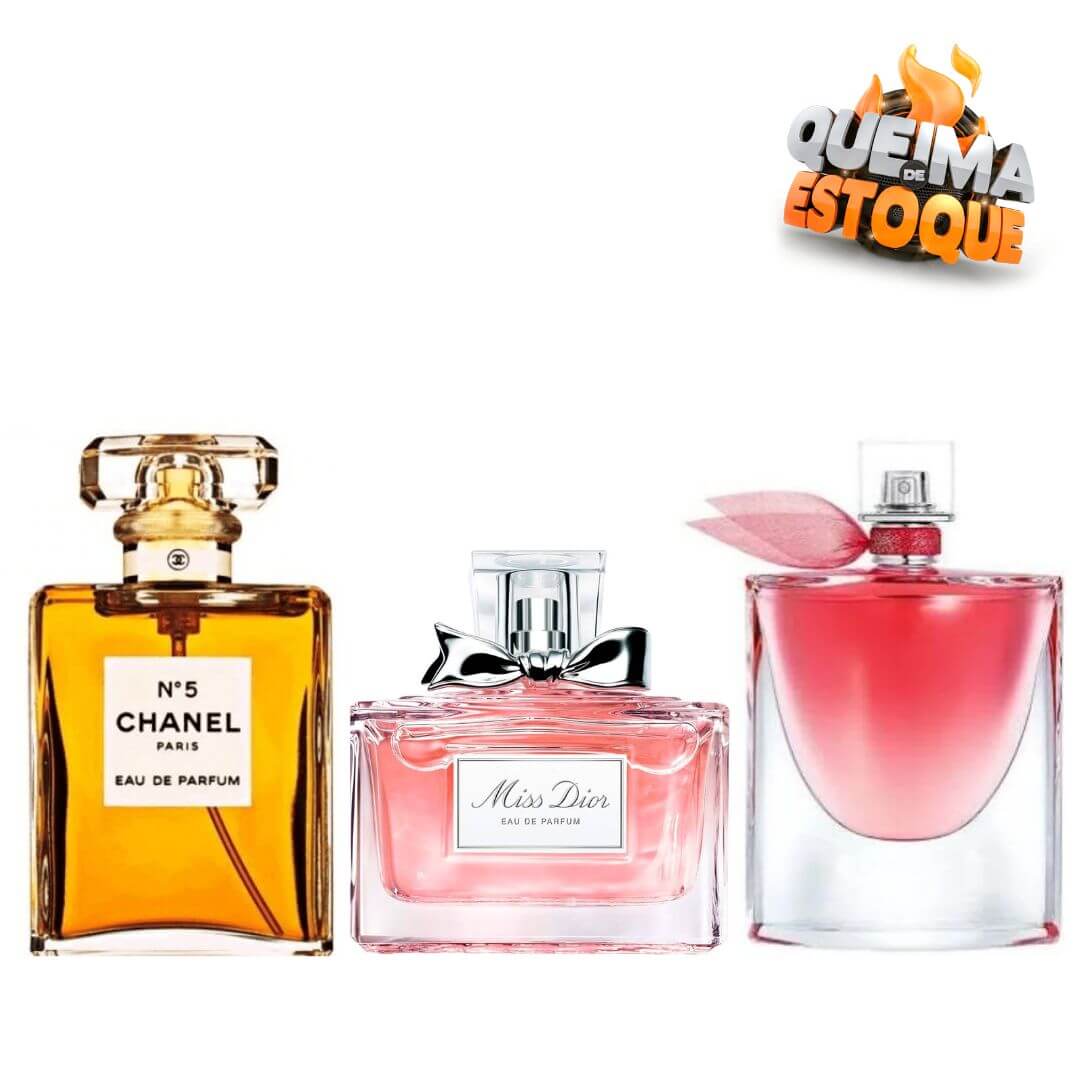 PROMOÇÃO COMPRE 1 LEVE 3 - Chanel Paris N° 5, Miss Dior e La Vie est Belle Intensément - Oferta de Queima de Estoque de Ano Novo - 100ml Cada