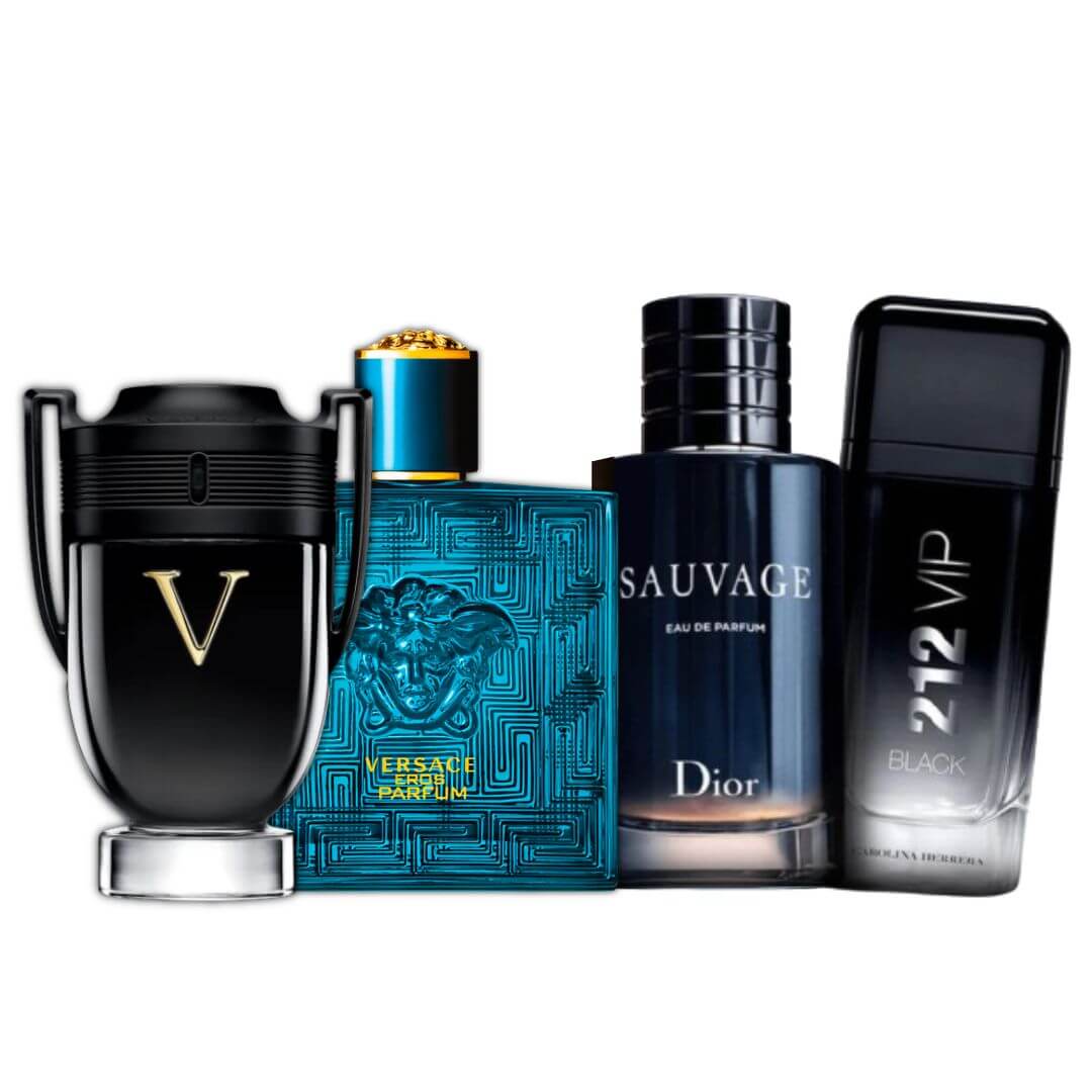 PROMOÇÃO COMPRE 1 LEVE 4 - Sauvage Dior, 212 Vip Black, Invictus Victory e Versace Eros - 100ml Cada